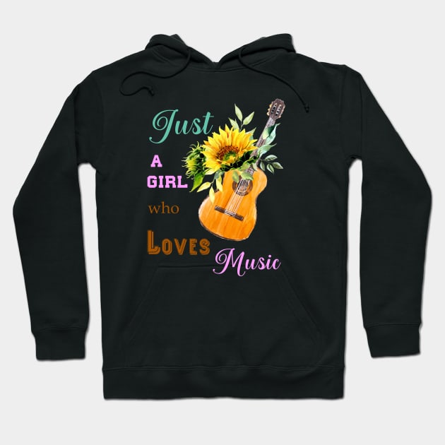 Sunflower & Guitar with quote Hoodie by Biophilia